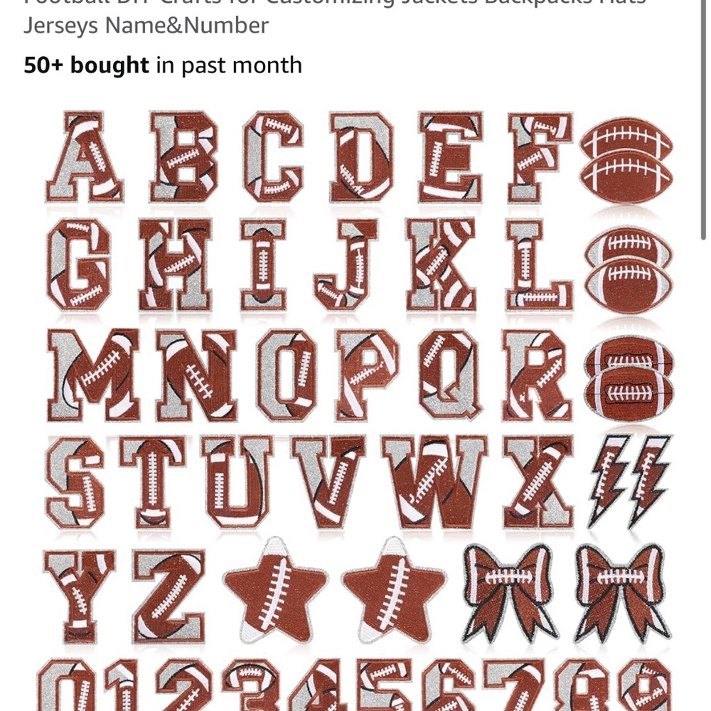 Football Patch Letters and Numbers Set